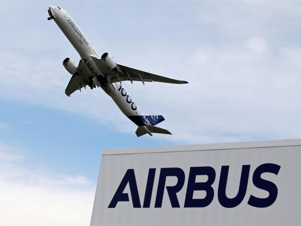 FILE PHOTO: An Airbus A350-1000 performs during the 53rd International Paris Air Show at Le Bourget Airport near Paris, France June 18, 2019. REUTERS/Pascal Rossignol/File Photo 