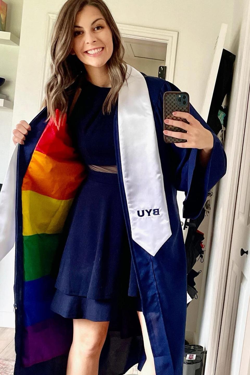 Jillian Orr, BYU Graduate Sews Rainbow Flag Into Graduation Gown to Protest School’s LGBTQ Policies