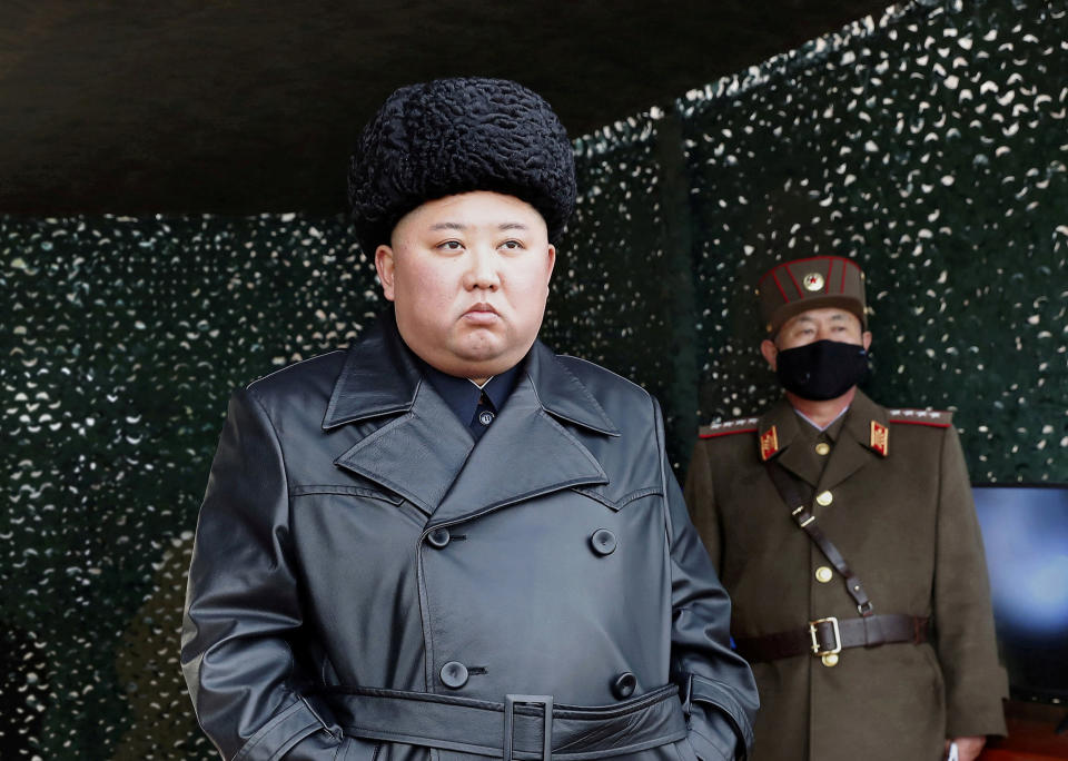 Image: North Korean leader Kim Jong Un visits a drill of long-range artillery sub-units of the Korean People's Army, in North Korea (KCNA / Reuters)