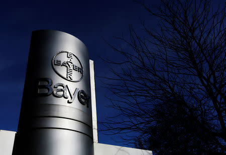 FILE PHOTO: The logo of Bayer AG, February 24, 2014. REUTERS/Ina Fassbender/File Photo