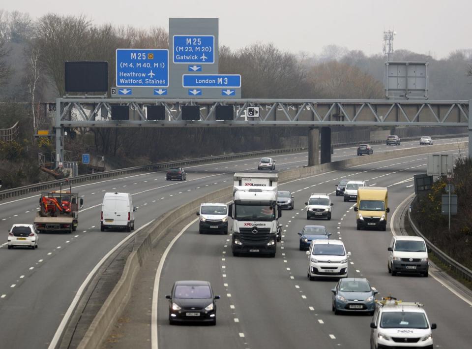 Traffic approaches the turn off for Longcross (stock image) (PA Wire)