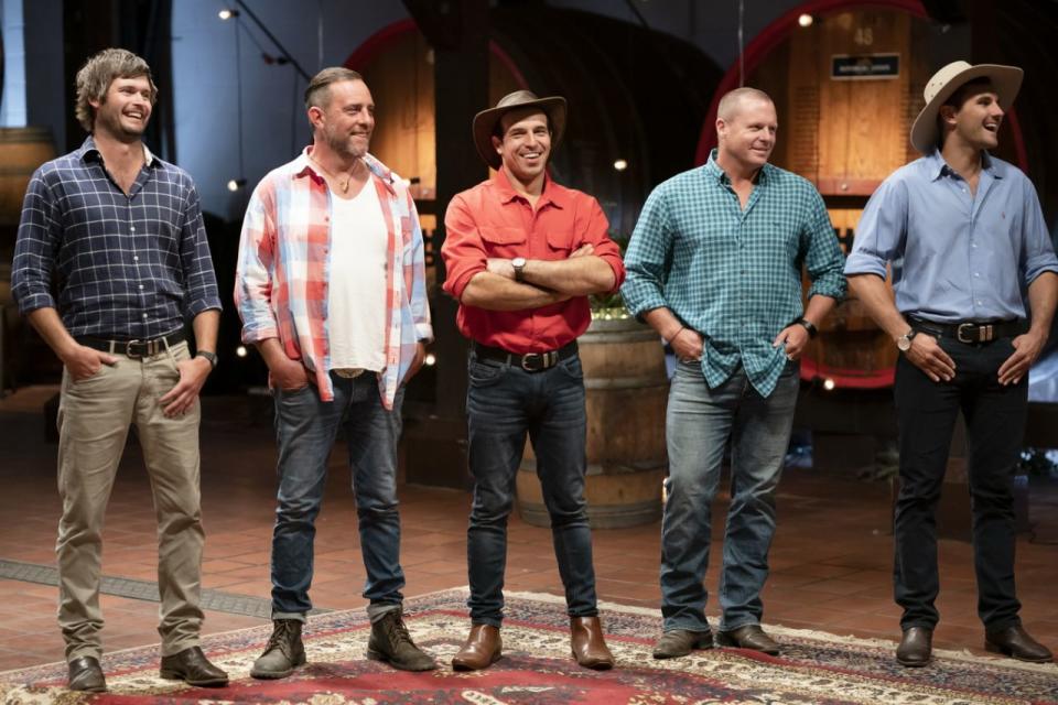 Farmers Alex, Neil, Sam, Nick, and Harry appear on Farmer Wants a Wife 2020