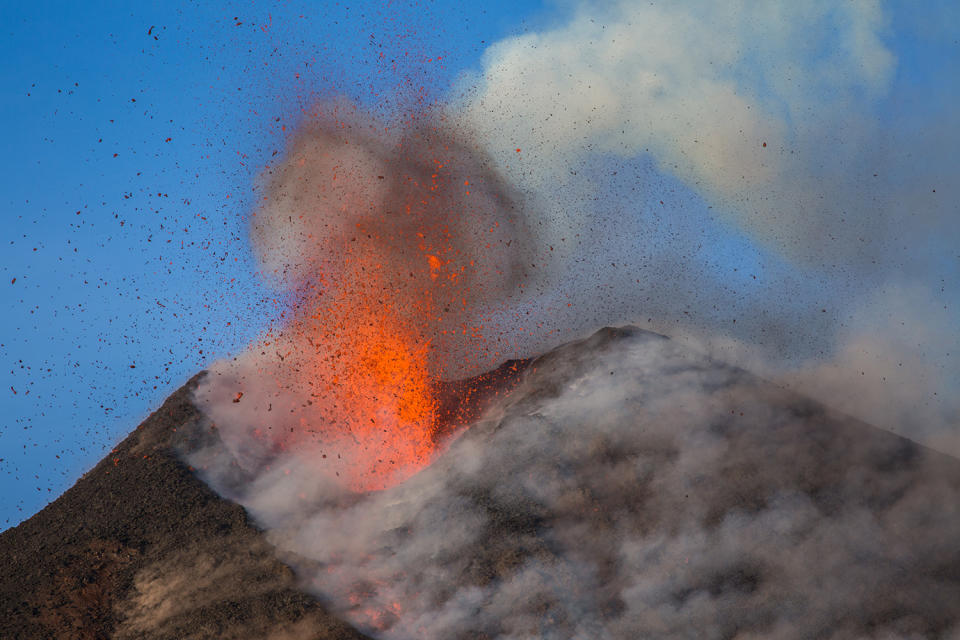 Etna erupts in fiery show