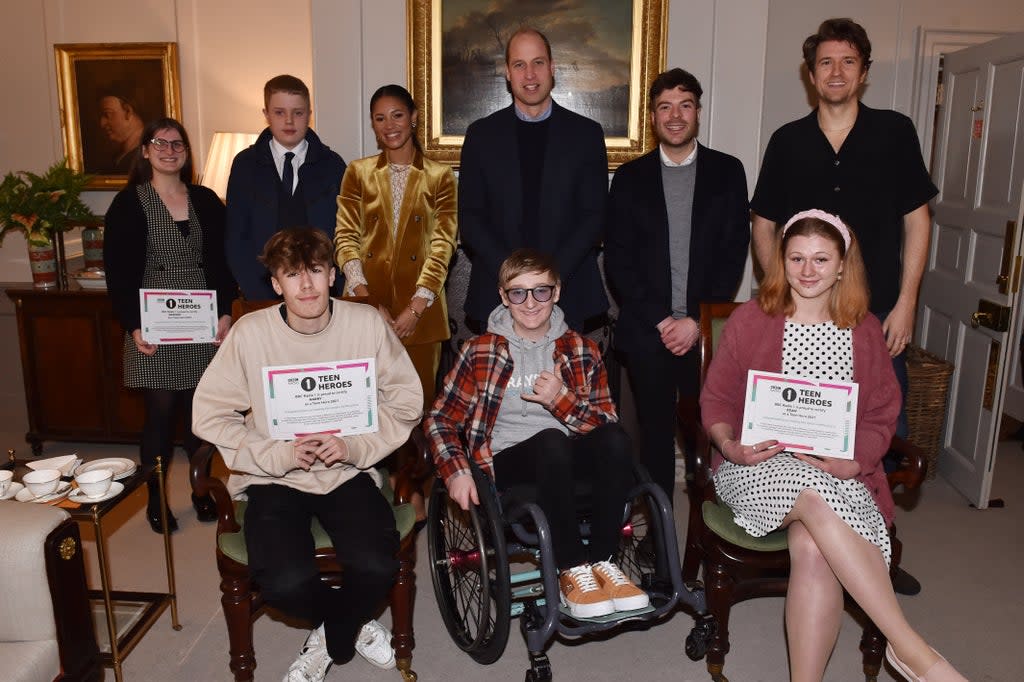 Radio 1’s Teen Heroes with the Duke of Cambridge and Radio 1 DJs (BBC/PA)