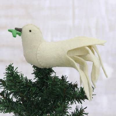 Wool Felt Ivory Dove Tree Topper