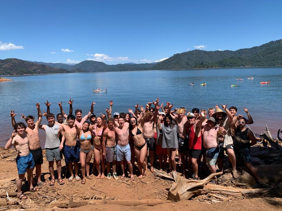 About 40 students from Oregon State University stayed behind to clean up after spending a few days on Lake Shasta last weekend.