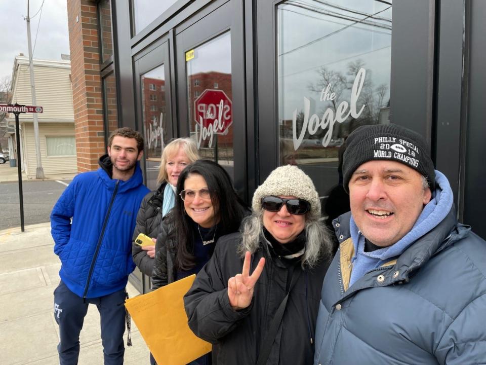 Fans on Tuesday, Jan. 10, outside the entrance to the Vogel theater of the Count Basie Center for the Arts in Red Bank, where Bruce Springsteen and the E Street Band are rehearsing.