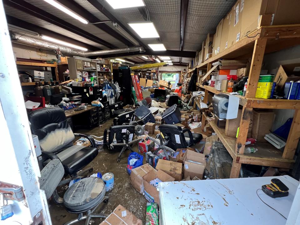 Floodwaters tore though a supply warehouse for Mountain Comprehensvie Health Corp. in Whitesburg.