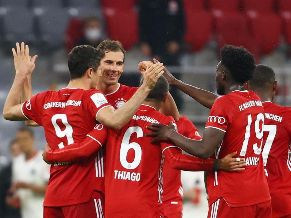 Bayern celebrate retaking the lead against Frankfurt: Getty