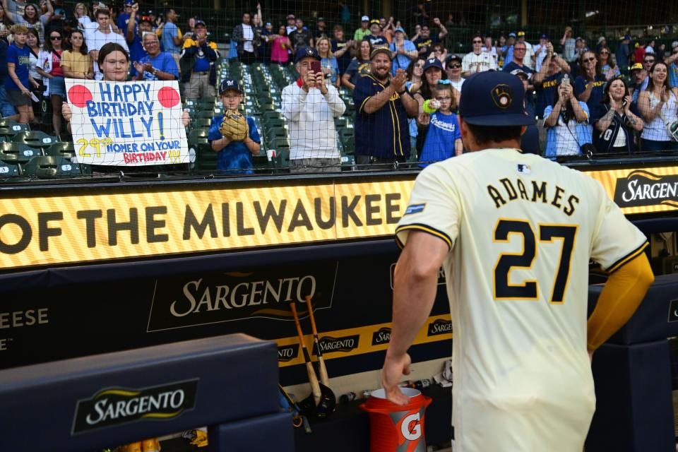 Brewers shortstop Willy Adames has been with the Brewers since 2021 but his contract expires after the season and he will become a free agent.