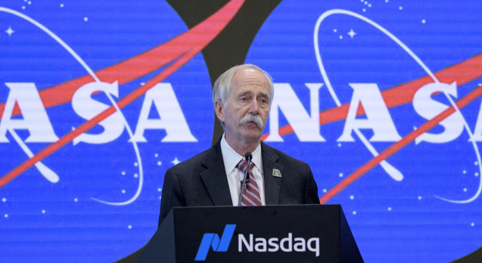 In this image provided by NASA, NASA Associate Administrator for the Human Exploration and Operations Directorate William Gerstenmaier speaks during a news conference Friday, June 7, 2019, in New York. NASA announced Friday that it will open the International Space Station to private astronauts, with the first visit as early as next year. The round-trip ticket will cost an estimated $58 million. And accommodations aboard the orbiting outpost will run about $35,000 per night, for trips of up to 30 days long. (Bill Ingalls/NASA via AP