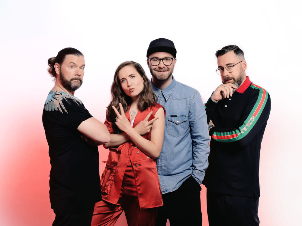 Das waren die "The Voice of Germany"-Juroren der neunten Staffel: Rea Garvey (v.l.), Alice Merton, Mark Forster und Sido. (Bild: SAT.1/ProSieben / Michael de Boer)