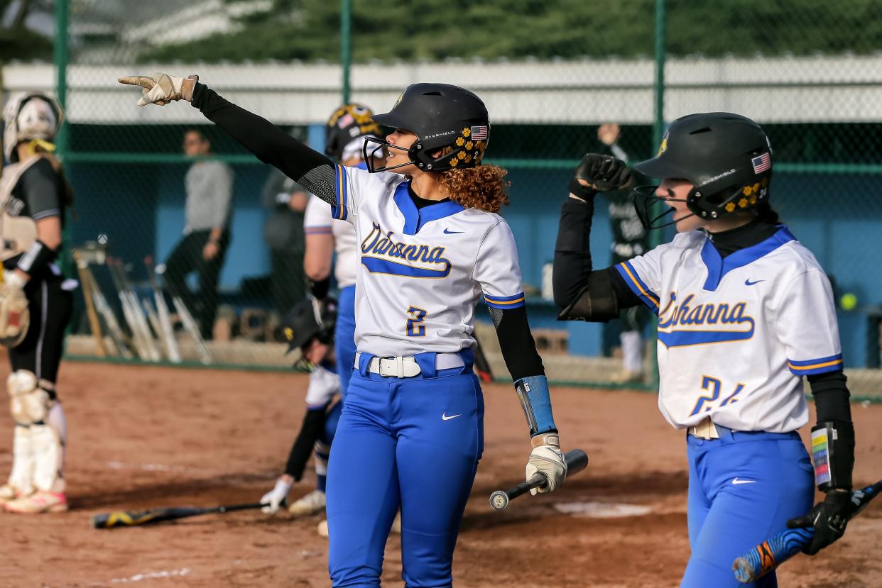 Juju Morris (2) and Kirnan Bailey (24) have helped the Gahanna Lincoln softball team win 16 of its first 18 games.