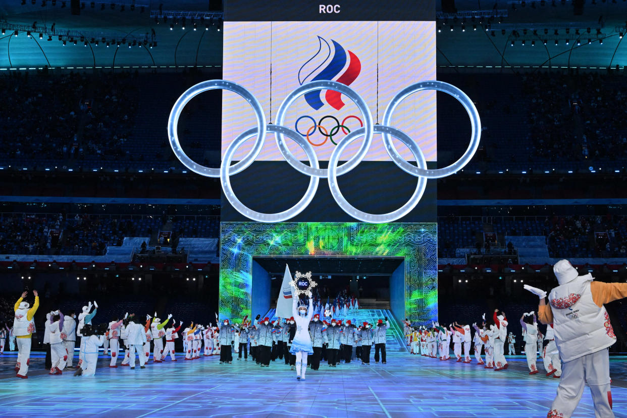 La délégation russe lors de la cérémonie d’ouverture des JO d’hiver de Pékin en 2022.