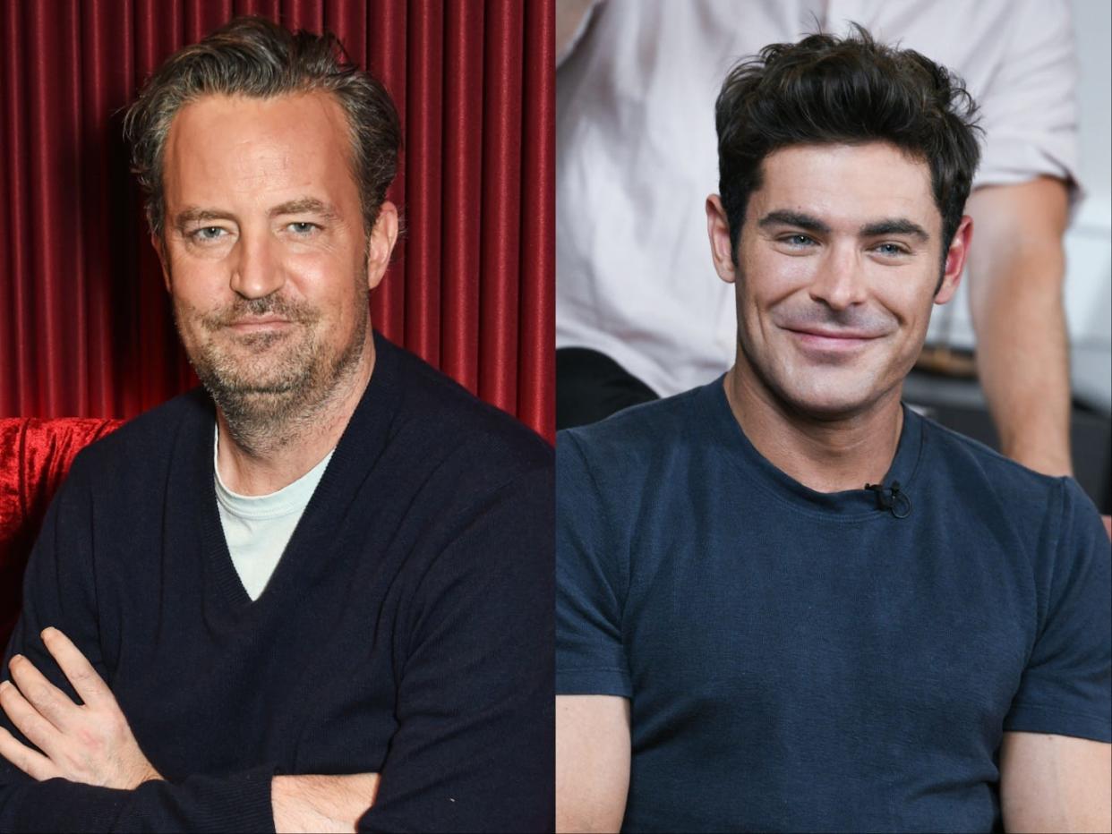 Matthew Perry in 2016; Zac Efron in 2022.