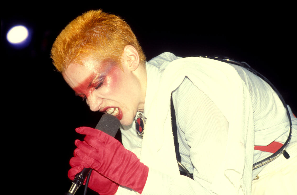 Annie Lennox performs with Eurythmics in 1983. (Photo: Barry King/WireImage)