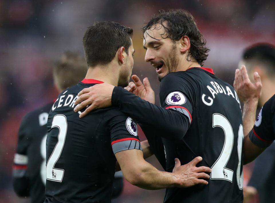 <p>Manolo Gabbiadini celebrates putting Southampton 1-0 up</p>