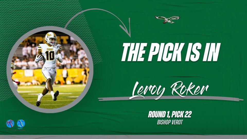 Bishop Verot defensive back Leroy Roker, selected 22nd overall by the Philadelphia Eagles