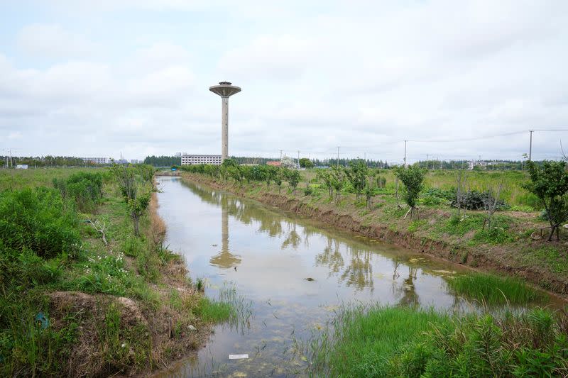 View of a plot of land designated to be used by Tesla for an expansion of its Gigafactory in Shanghai