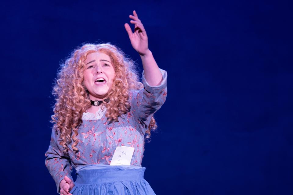 Lila Brighton as Fantine sings "I Dreamed a Dream" in a scene from "Les Miserables (School Edition)" at the Croswell Opera House.