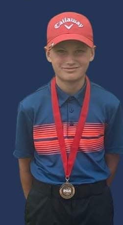 Nathan Kinter, a future Southeast golfer, took second place at the NOPGA event recently held at Mud Run Golf Course in Akron.