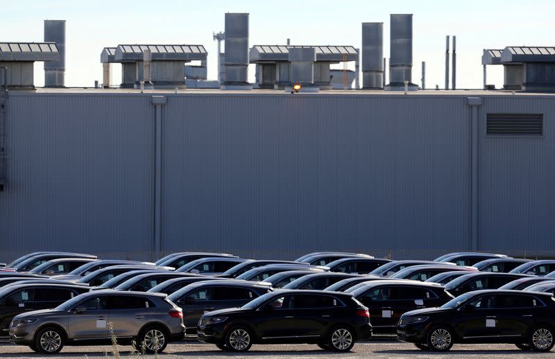 FILE PHOTO: Ford and Lincoln vehicles are parked outside the Oakville Assembly Plant in Oakville