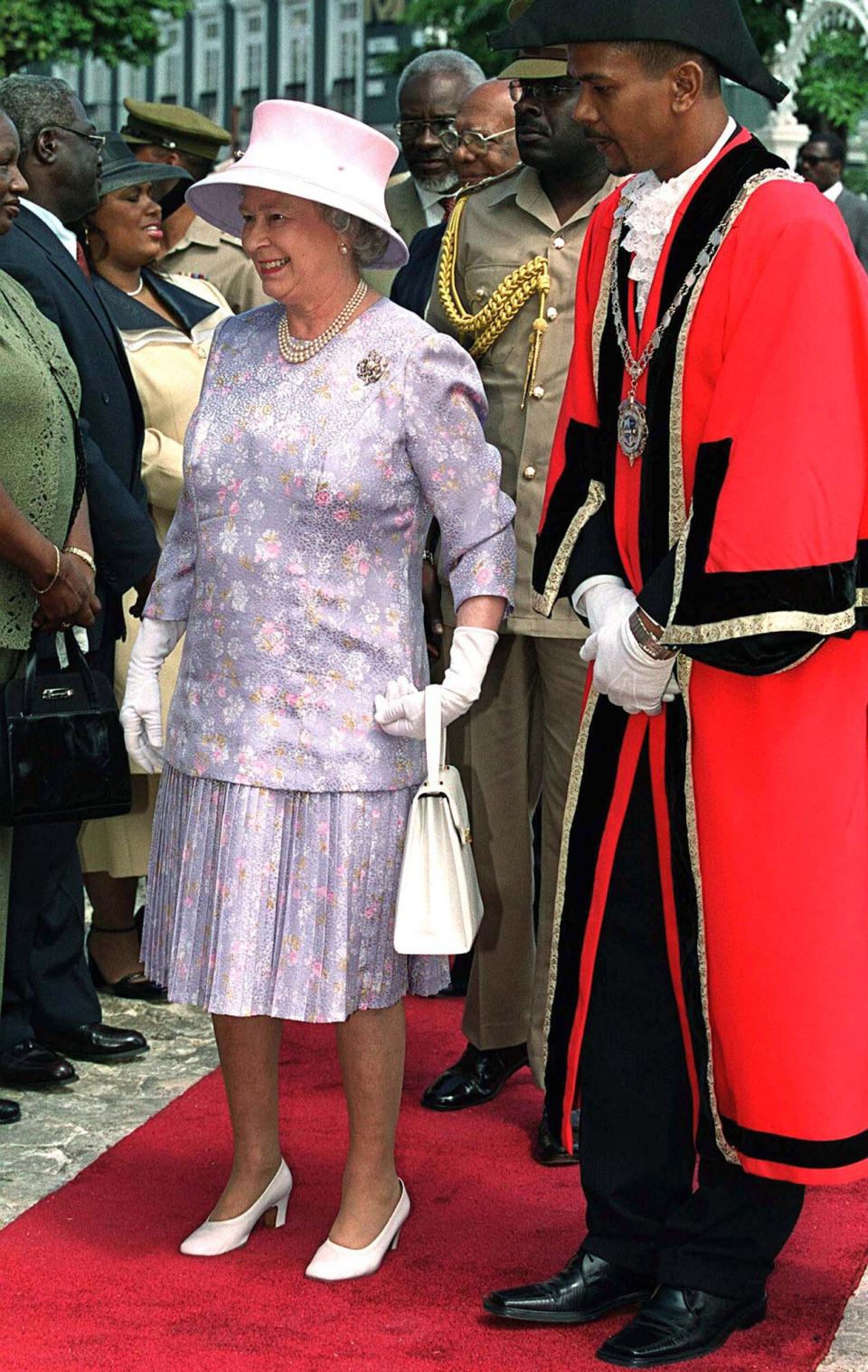 Queen Elizabeth visits Sam Sharpe Square February 20, 2002 while on a visit to Montego Bay, Jamaica