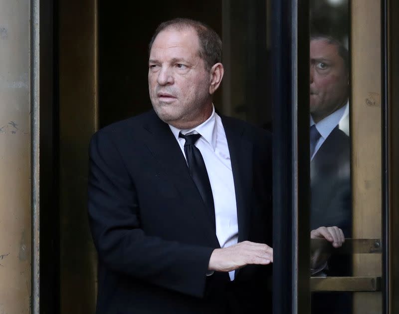 FILE PHOTO: Film producer Harvey Weinstein leaves New York Supreme Court after his arraignment in his sexual assault case in New York
