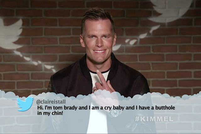 Tom Brady reads pre-Super Bowl mean tweets about his chin, his game, and  his dog for Jimmy Kimmel