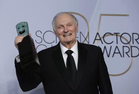 25th Screen Actors Guild Awards – Photo Room – Los Angeles, California, U.S., January 27, 2019 - Alan Alda poses backstage with his Life Achievement Award. REUTERS/Monica Almeida