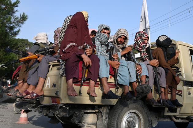 Taliban fighters in a vehicle patrol the streets of Kabul on August 23, 2021 (Photo: WAKIL KOHSAR via Getty Images)