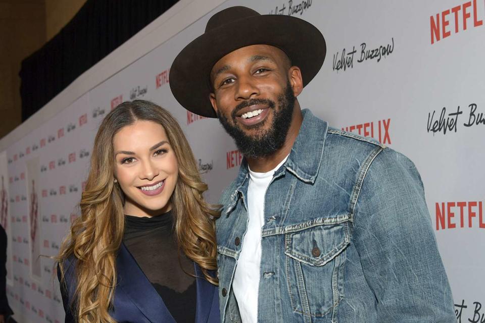 <p>Emma McIntyre/Getty Images</p> Allison Holker and Stephen Boss at the premiere of 