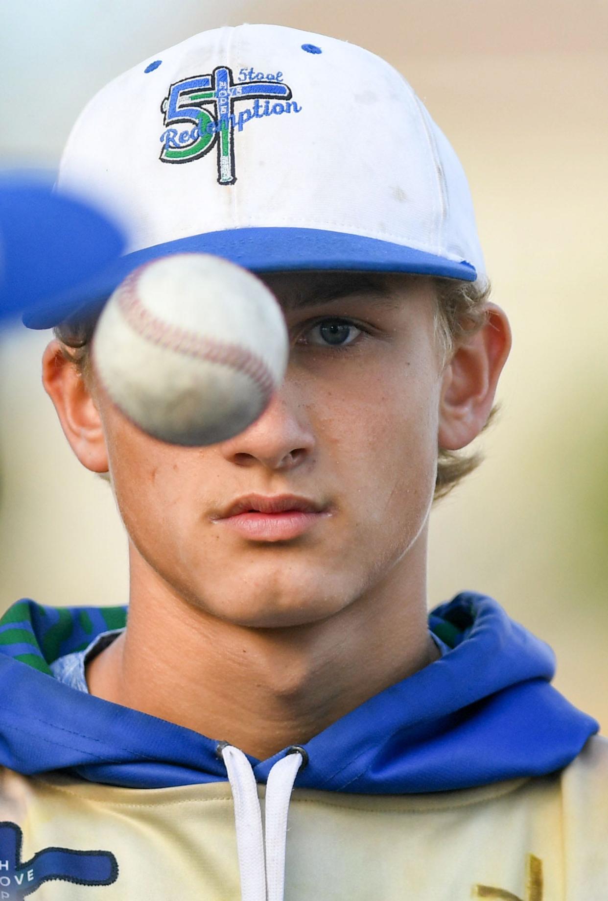 Gavin Weir tries out for a local baseball team on Monday, July 25, 2022, in Harrisburg, SD.