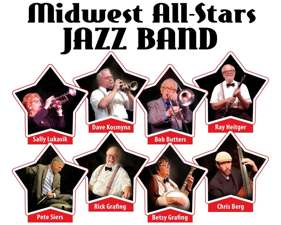 The Midwest All-Stars Jazz Band will perform Sunday at the Clintonville Woman's Club,