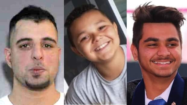 Three victims associated with the ongoing Lower Mainland gang wars: From left to right: Karman Grewal, 28, Tequel Willis,14, and Arshdeep Singh, 22. (CBC - image credit)