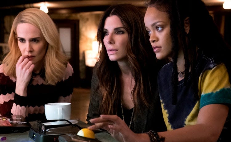 Sarah Paulson, Sandra Bullock, and Rihanna in "Ocean's 8."