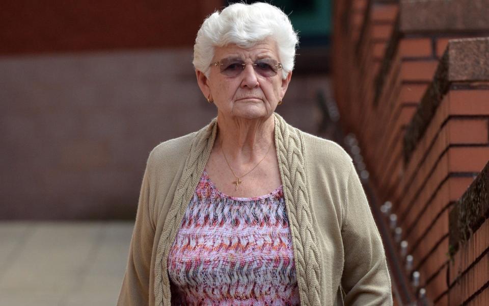81-year-old Ann Diggles, from Leyland, Lancashire leaves Preston Crown Court