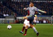 Football Soccer - AS Roma v Real Madrid - UEFA Champions League Round of 16 First Leg - Olympic stadium, Rome, Italy - 17/2/16 Real Madrid's Cristiano Ronaldo in action during the match against AS Roma. REUTERS/Tony Gentile