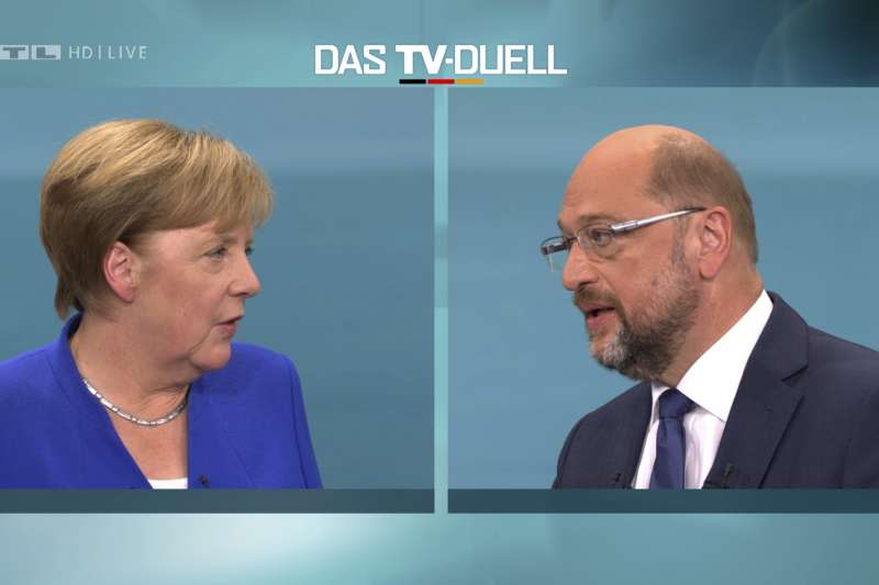 德國大選：現任總理梅克爾與主要對手舒爾茨辯論（AP）