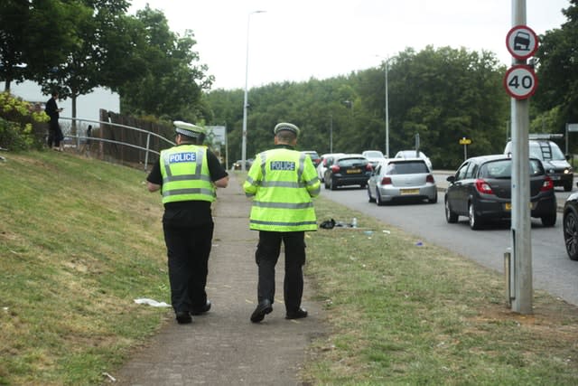 Police at the scene of a crash involving two cars on Monkswood Way in Stevenage