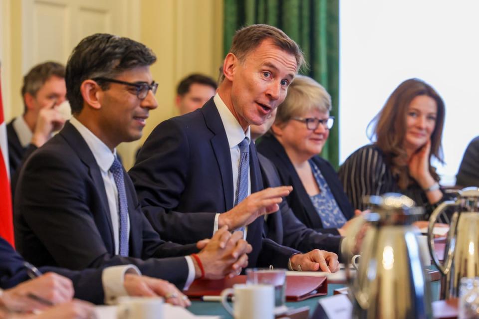 The Chancellor of the Exchequer, Jeremy Hunt speaking at the Cabinet Meeting prior to presenting his plans for the economy, including taxation and spending, in the Budget (Rory Arnold / No10 Downing Street)