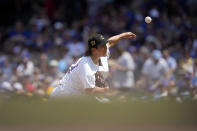 Chicago Cubs pitcher Shota Imanaga delivers during the fifth inning of a baseball game against the Pittsburgh Pirates, Saturday, May 18, 2024, in Chicago. (AP Photo/Charles Rex Arbogast)