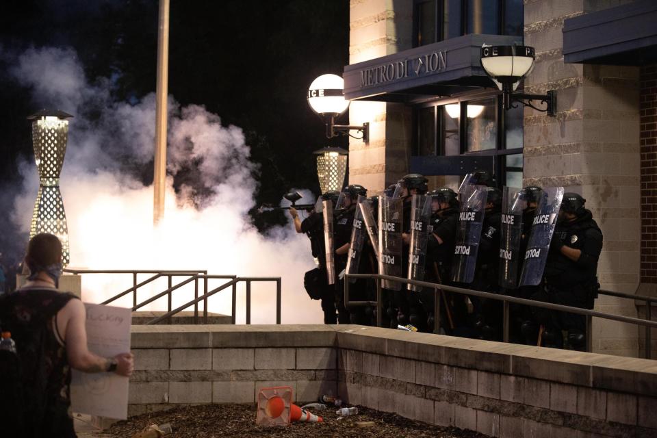 police pepper balls spray brutality george floyd protests Charlotte North Carolina