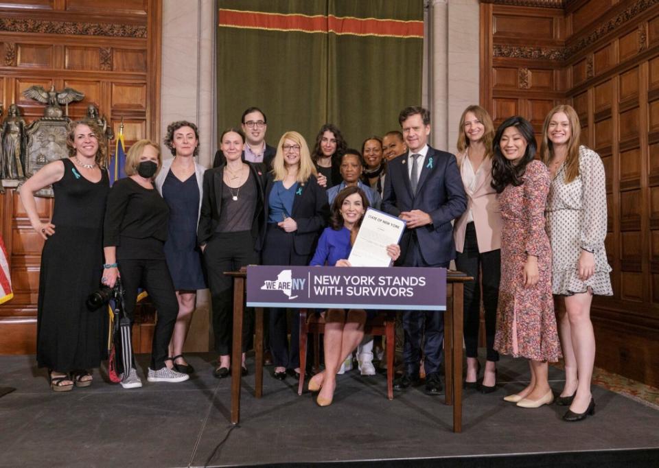 Governor Kathy Hochul signed the Adult Survivors Act in the Red Room at the State Capitol in May 2022. Mike Groll/Office of Governor Kathy Hochul