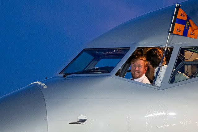 <p>Patrick van Katwijk/Getty</p> King Willem-Alexander of The Netherlands arrives at the airport in Atlanta, Georgia on June 9, 2024.