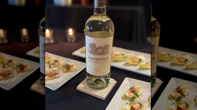 white wine with lobster canapes