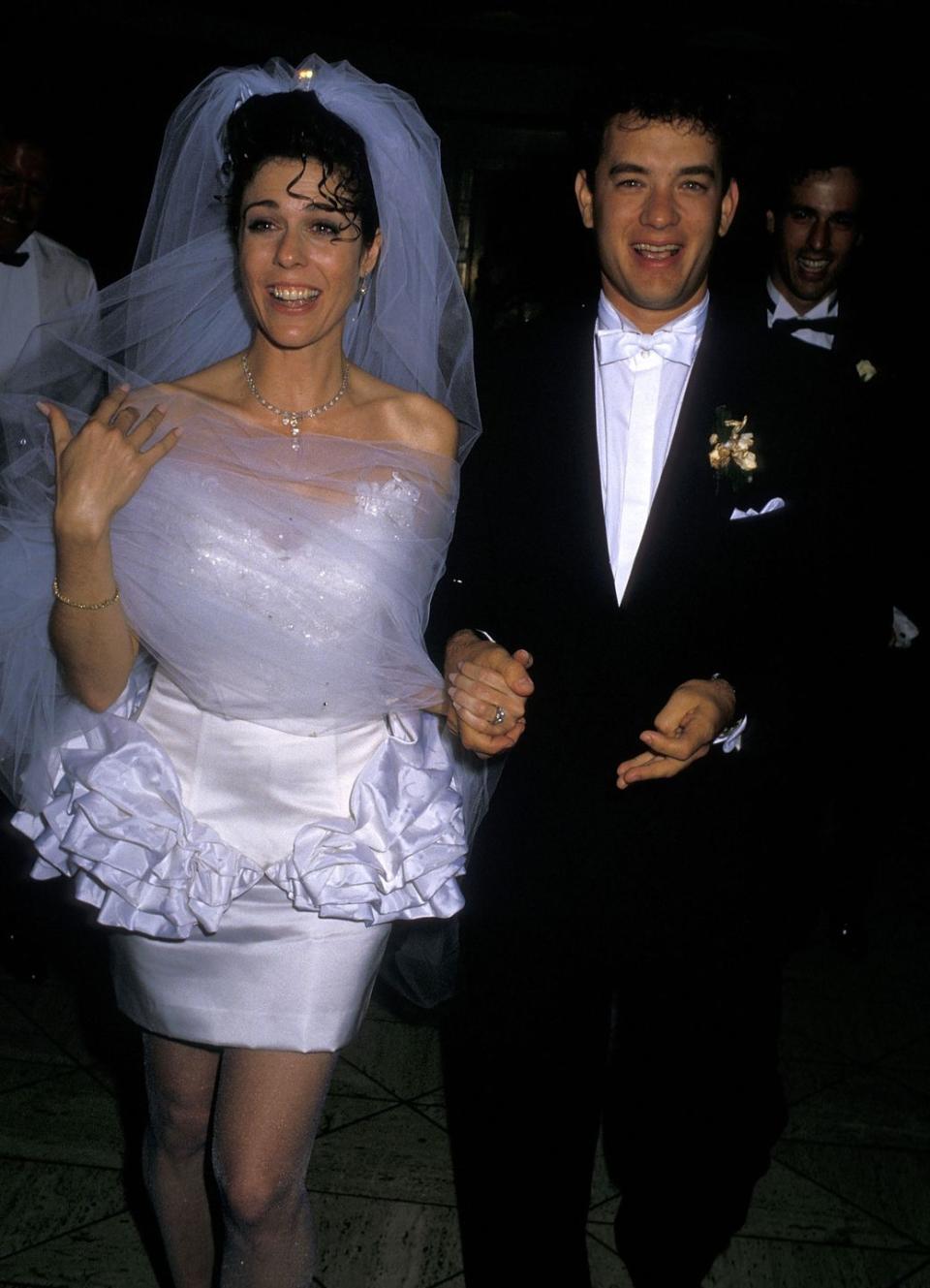 <p>The longevity of Rita Wilson and Tom Hanks's 30-year marriage is one of the most impressive in Hollywood. Hanks first set eyes on Wilson when he was 16 and watched her in an episode of <em>The Brady Bunch</em> in 1972. But they didn't actually meet until 1981, on the set of the ABC comedy <em>Bosom Buddie</em><em>s</em>. After Hanks divorced his first wife in 1987, the two married on April 30, 1988, at Rex's in Los Angeles, California, and have been together ever since.</p>