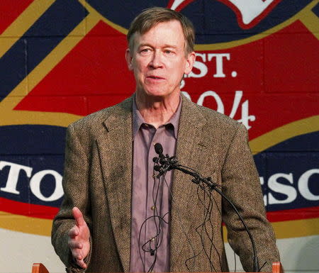 Colorado Governor John Hickenlooper addresses the media at the Colorado Springs Fire Department complex the day after a gunman opened fire at a Planned Parenthood clinic in Colorado Springs, Colorado November 28, 2015. REUTERS/Isaiah J. Downing