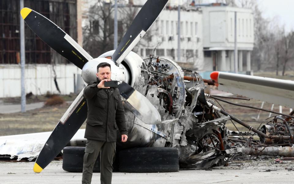 Ukraine president Volodymyr Zelensky pictured during a Joint meeting in Kyiv