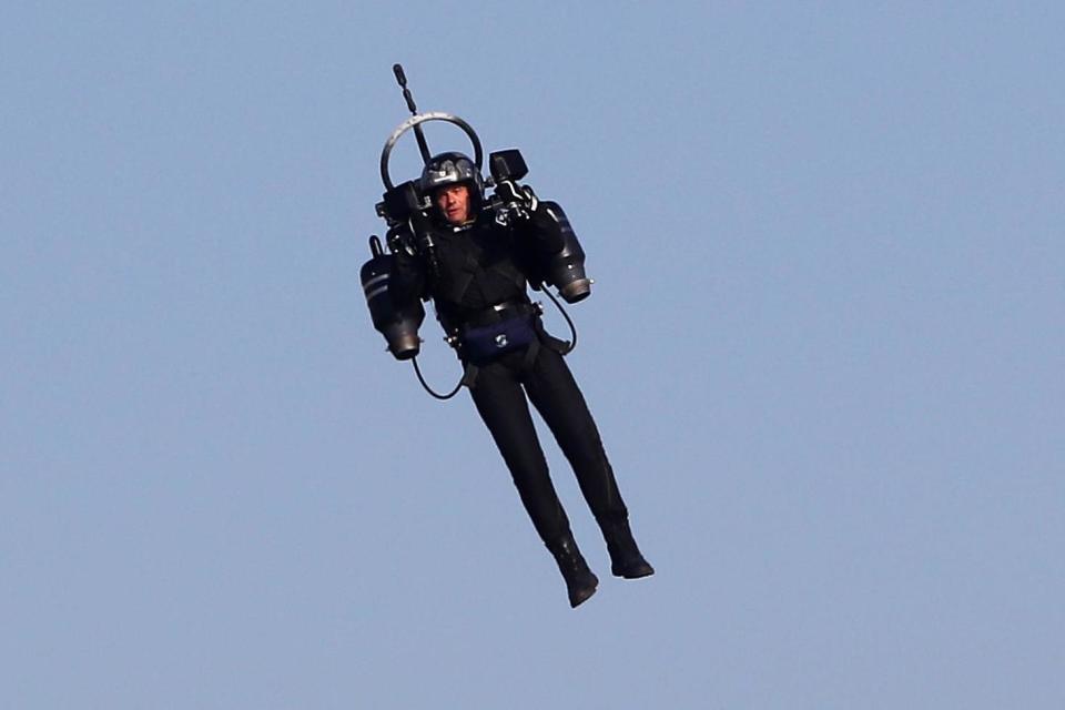 A file photo of 'Jetpack Man' during the 2018 Red Bull Air Race World Championships in Cannes: AFP via Getty Images